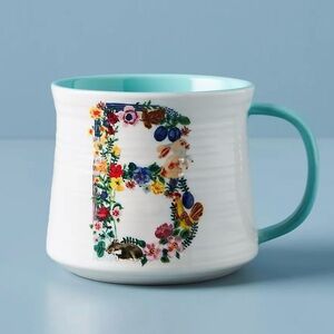 Anthropologie Nathalie Lete B Monogram Mug
Floral Ceramic Blue White Coffee Cup